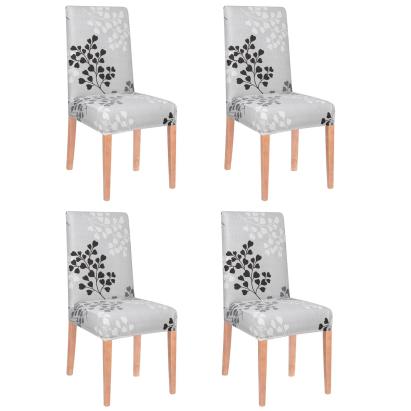 Set 4 huse universale pentru scaune, elastice, gri floral, Sersimo