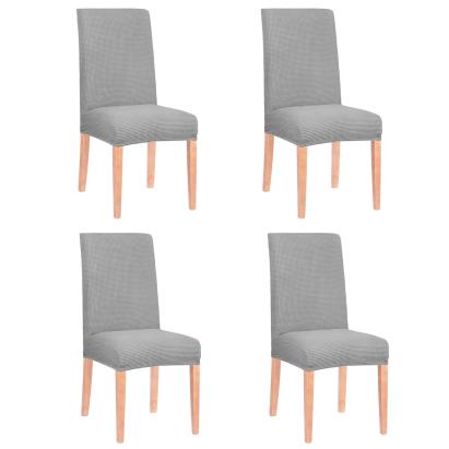 Set 4 huse universale elastice pentru scaun, gri, model discret