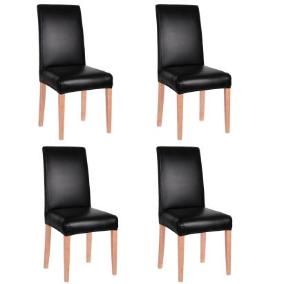 Set 4 huse universale pentru scaun, negre, elastice, aspect piele