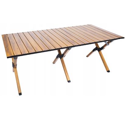 Masă de camping pliabilă din aluminiu, montare rapidă, 118x60x45 cm, maro