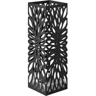 Suport pentru umbrele metalic Songmics cu cârlige și tavă, negru, 49 cm