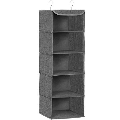 Raft suspendat pentru dulap Songmics, pliabil, textil, 5 nivele, gri, 30x30x90 cm