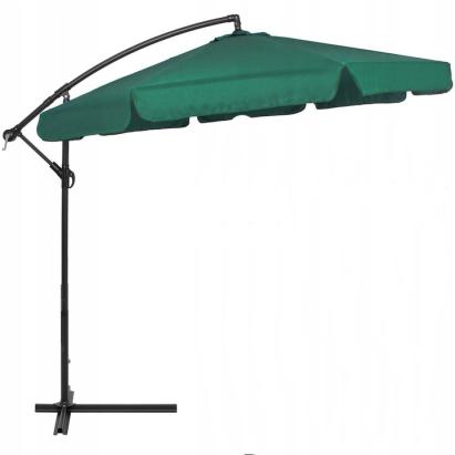 Umbrela de gradina cu brat lateral, husa si manivela, 300 cm, verde