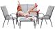 Set mobilier de grădină 4 piese cu canapea, masă și 2 scaune, gri deschis