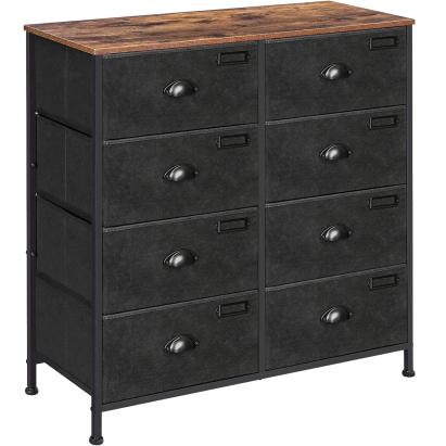 Comodă Songmics cu 8 sertare textile și cadru metalic, stil industrial