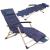 Șezlong metalic reglabil pentru grădină, cu pernă și tetieră, albastru