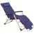 Șezlong metalic reglabil pentru grădină, cu pernă și tetieră, albastru