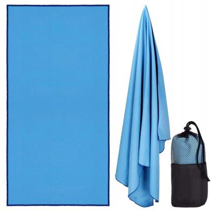 Prosop de plajă din microfibră cu uscare rapidă și husă, 90x180 cm, albastru