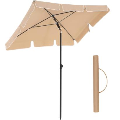 Umbrela dreptunghiulara Songmics pentru balcon, terasa sau plaja, 200x125 cm, taupe