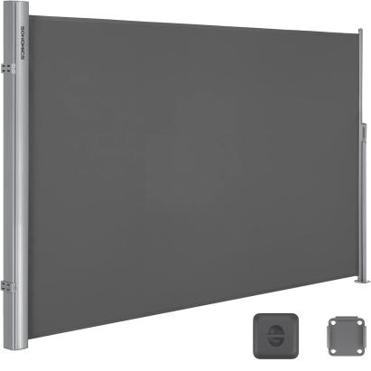 Paravan lateral retractabil pentru intimitate, 160x400 cm, gri antracit