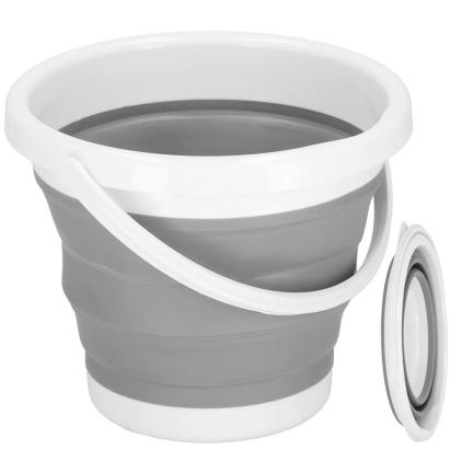 Lighean pliabil rotund din silicon si plastic, 10L, 31x24 cm, gri