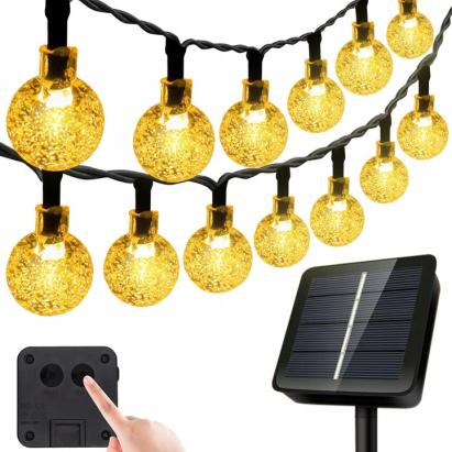 Ghirlandă luminoasă solară 10 m cu 100 LED-uri, lumină alb cald, IP44