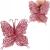 Set 10 ornamente fluturi roz cu sclipici pentru brad, 16 cm