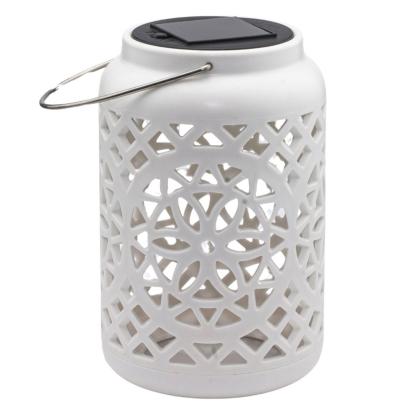 Felinar decorativ solar LED pentru exterior, alb, 12x12x18,5 cm