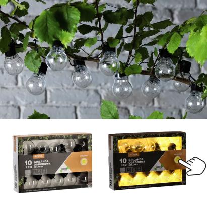 Ghirlanda luminoasa solara LED Rona, 10 becuri, 3,8 m, alb cald