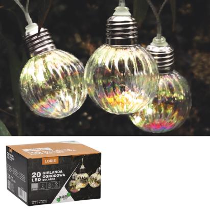 Ghirlandă luminoasă solară LED Loris, 20 becuri, 5,8 m, alb multicolor