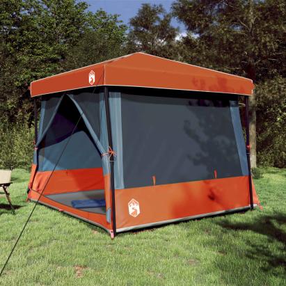 Set Cort pentru Camping cu acoperiș 2 pcs Gri și Portocalie GartenMobel Dekor