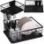 Uscator de vase cu suport tacamuri, din otel, cu tava de scurgere, 42x32x15cm, negru