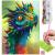 Set broderie cu diamante 5D 30x40 cm, model Cap de dragon multicolor