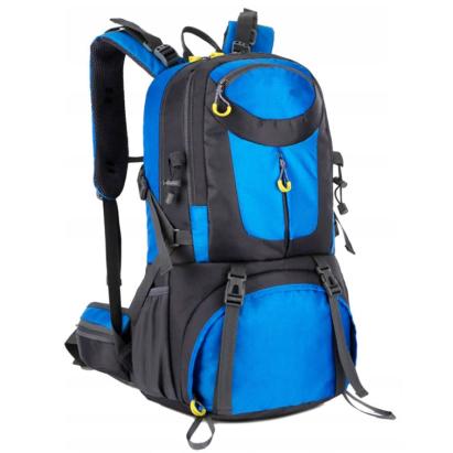 Rucsac militar de drumetie 50L, usor, cu spate ventilat, albastru/gri