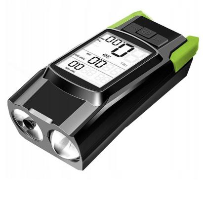 Far bicicletă 3 în 1 cu 2 LED-uri 5W, vitezometru, claxon și USB