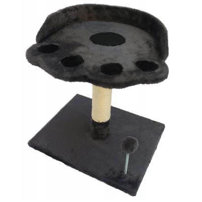 Ansamblu de joaca pentru pisici, cu culcus si loc pentru zgariat, minge, 48cm, gri inchis