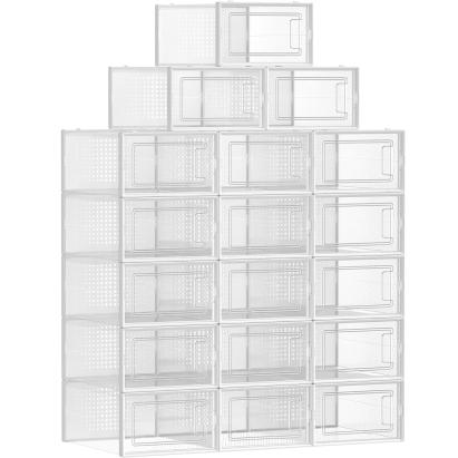 Set 18 cutii pentru pantofi Songmics, stivuibile, transparente, 34x23x14 cm