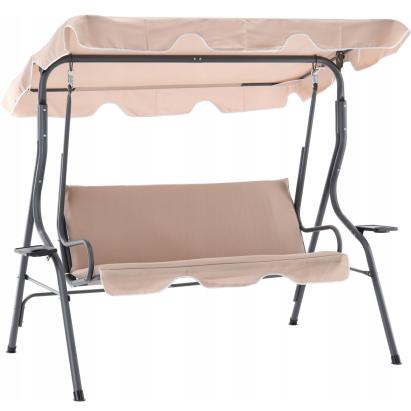 Leagan balansoar de gradina Sersimo Cancun, 3 locuri, 220 kg, bej inchis