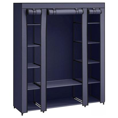 Dulap textil SONGMICS cu 12 rafturi si bara haine, 150x45x175 cm, albastru
