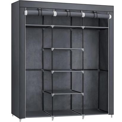 Dulap textil pentru haine Songmics, 3 compartimente, 150x45x175 cm, gri