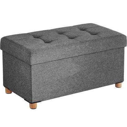 Taburet pliabil Songmics cu depozitare, sezut moale, 76 cm, gri inchis