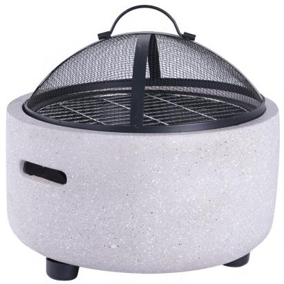 Semineu de exterior cu grill pentru terasa si gradina, MgO, 43x43x39 cm