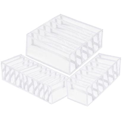 Set 3 organizatoare pliabile pentru sertar, șosete și lenjerie, alb