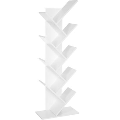 Biblioteca tip copac VASAGLE cu 8 rafturi, alba, 50 x 25 x 141,5 cm