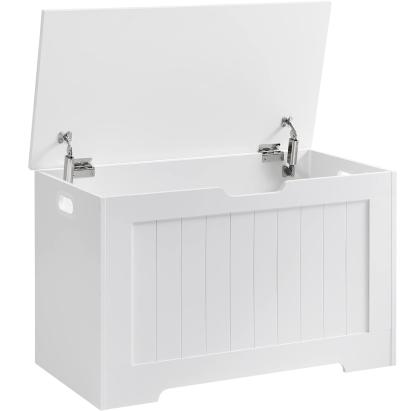 Banca cu spatiu de depozitare pentru hol sau dormitor, alba, 76 cm