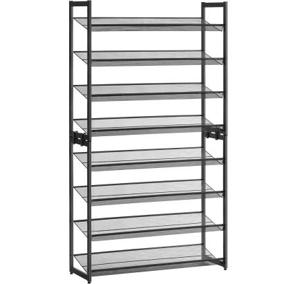 Raft pentru pantofi metalic SONGMICS, 8 niveluri reglabile, 32-40 perechi, negru