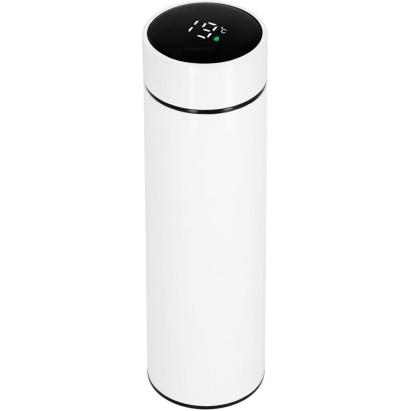 Cana termos Smart din inox cu display LED temperatura, 500 ml, alba