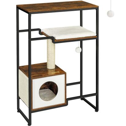 FEANDREA mobilier 2 in 1 pentru pisici cu ascunzătoare, maro vintage, 114 cm