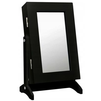 Dulapior pentru bijuterii cu oglinda, MDF negru, 36x21x15 cm