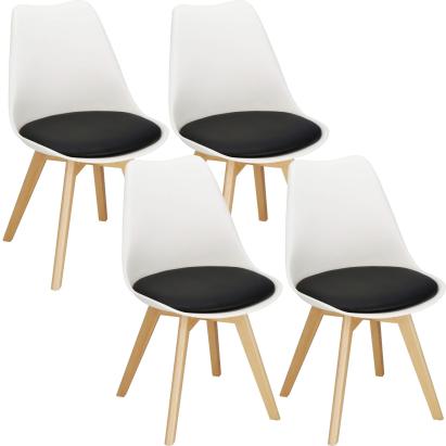 Set 4 scaune dining Verdhe alb-negru cu perna tapitata, stil scandinav