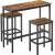 Set masă de bar VASAGLE cu 2 scaune, design industrial, 100x40x90 cm