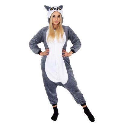Pijama salopeta pufoasa pentru adulti, model Lemur, marimea M