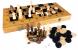 Joc de sah, dame si table din lemn 3 in 1, 48x48 cm, maro