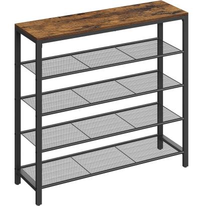Raft de pantofi VASAGLE cu 5 nivele, stil industrial, maro rustic