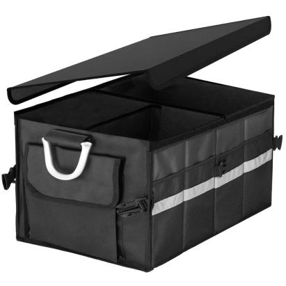 Organizator portbagaj auto pliabil cu buzunare laterale, 58x33 cm, negru