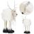 Figurina ren de Craciun alba cu fular si LED alb cald, 48 cm