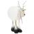 Figurina ren de Craciun alba cu fular si LED alb cald, 48 cm