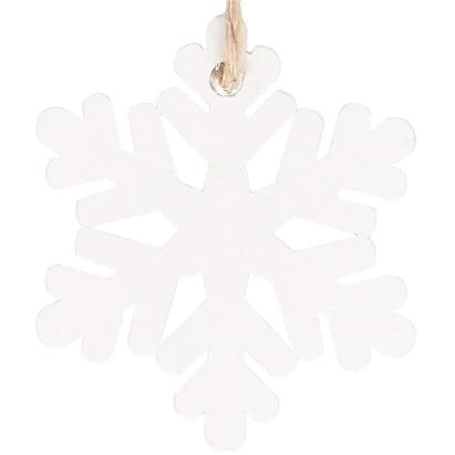 Decoratiuni pentru brad fulgi de zapada din lemn albi, set 6 bucati, 4 cm