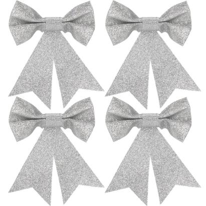 Set 4 fundite decorative argintii pentru bradul de Craciun, 13 cm