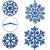 Set 12 decoratiuni pentru brad fulg de zapada, 10 cm, albastru cu sclipici